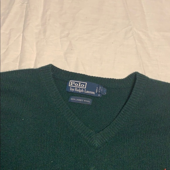 Forrest green Polo by Ralph Lauren v-neck sweater - Picture 3 of 3